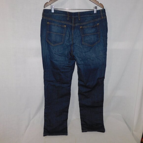 Eddie Bauer Womens 14 Relaxed Boyfriend Red Plaid Flannel Lined dark wash Jeans - Picture 10 of 11